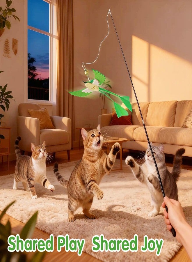 Walfront Interactive Cat Toys - Green Long-Tail Feather & Telescopic Rod | Encourages Jumping, Chasing, Hunting Play | Durable & Flexible | Ideal for Active Cats & Owner-Cat Interaction - Image 2