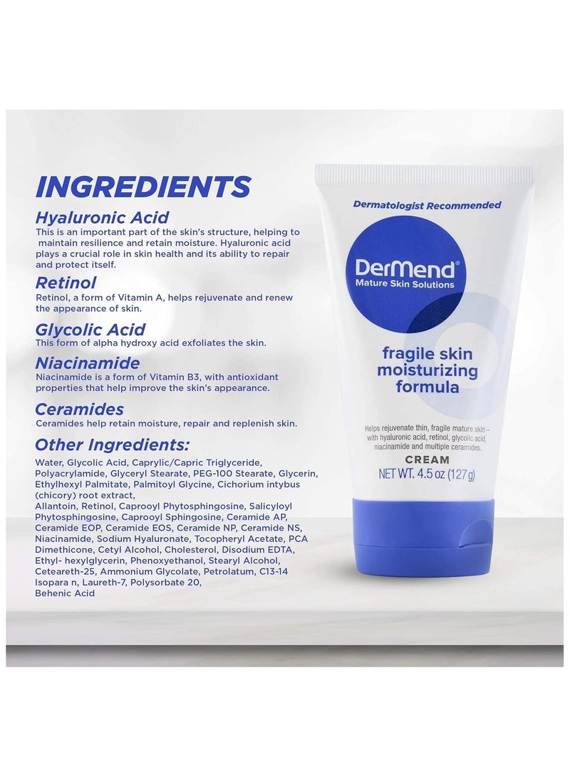 dermend Specialized Fragile Skin Moisturizing Cream: Formula to Restore & Rejuvenate - Daily Anti Wrinkle Cream for Firming & Strengthening Thin, Aging Skin - 4.5 Oz Tube - Image 3