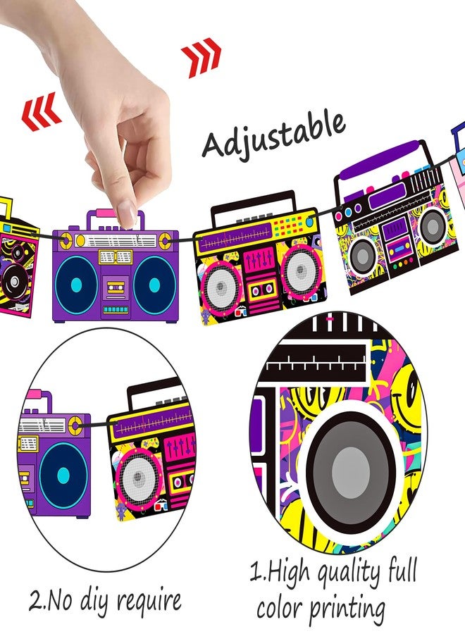 umoni Cassette Tape Party Banners Boom Box Party Decorations 4PCS Radio Boombox Cutout Banners 1980s Cassette Tape Party Decorations for 80's 90's Hip Hop Music Birthday Party Supplies - Image 4