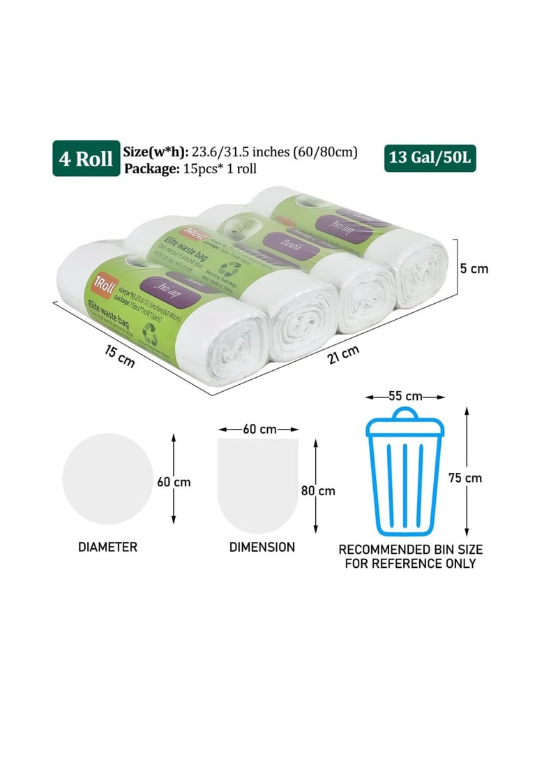 NNC PETS Biodegradable trash bags, heavy-duty Leak-proof trash bags with Corn starch based, 13Gal/50L Capacity disposable waste bag for Living room, Office, Bathroom, and Kitchen use (4Pcs) - Image 2