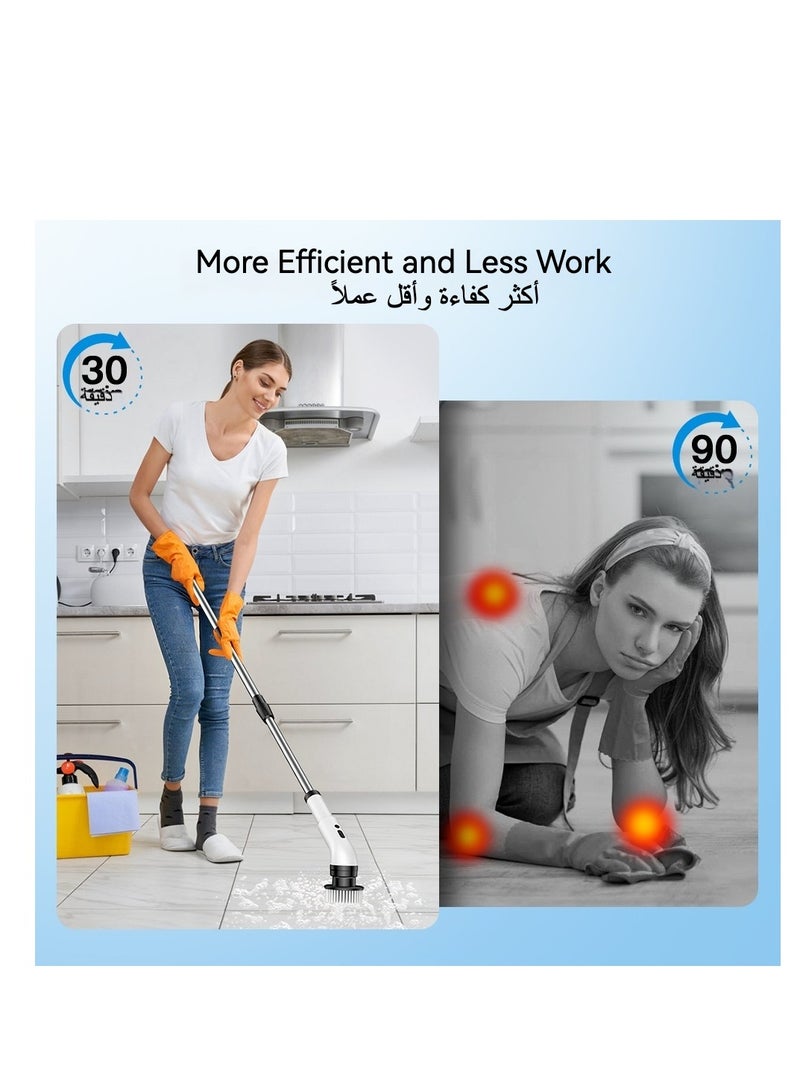 Huake Electric Cleaning Brush Rechargeable with 9 Replaceable Brush Heads, Retractable Cordless Portable Electric Scrubber, Safe  Waterproof Electric Brush for Cleaning Tile, Window, Floor, Bathtub  - Image 3
