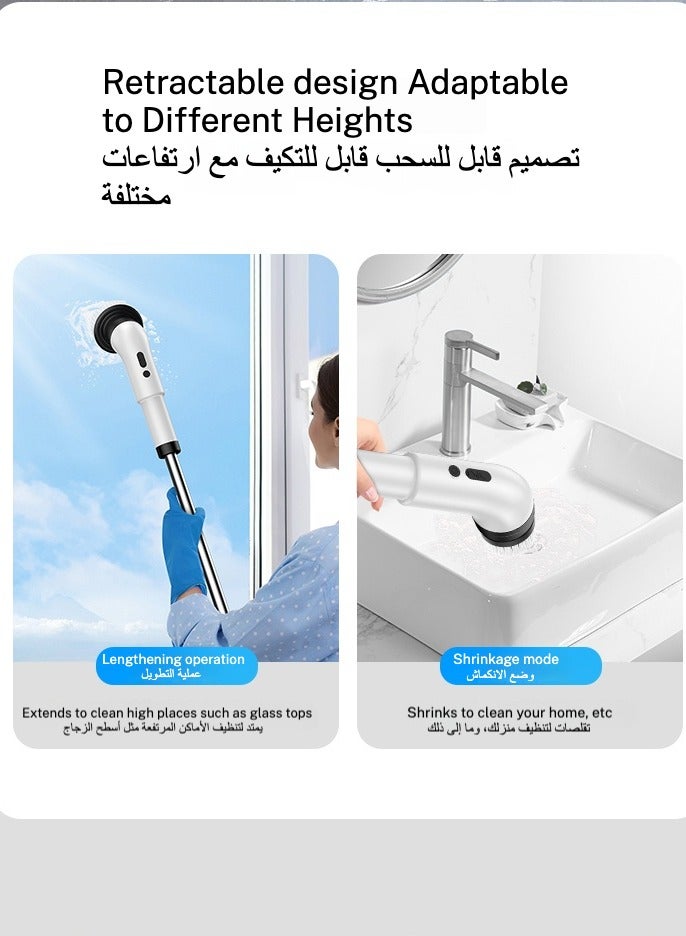 Huake Electric Cleaning Brush Rechargeable with 9 Replaceable Brush Heads, Retractable Cordless Portable Electric Scrubber, Safe  Waterproof Electric Brush for Cleaning Tile, Window, Floor, Bathtub  - Image 4