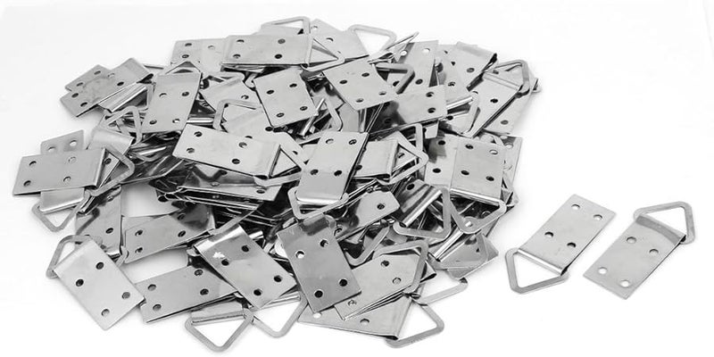 100 قطعة من حلقات D المثلثة المعدنية لحاملات إطارات الصور مع 4 فتحات للتعليق على الحائط - Image 1