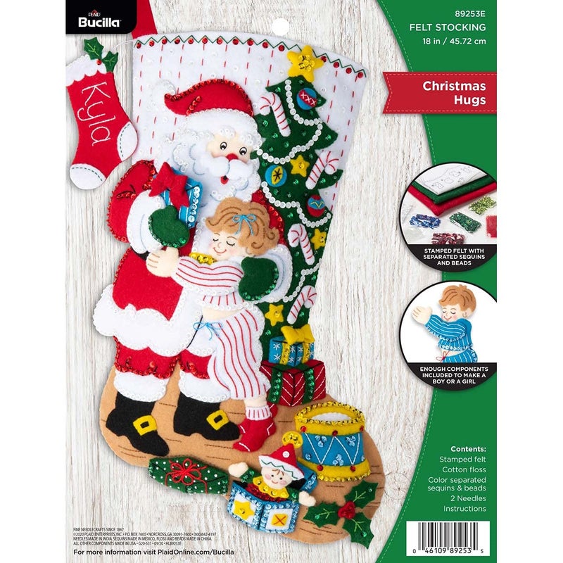 Bucilla Bucilla Hugs Felt Applique Christmas Stocking Kit 18 89253E 