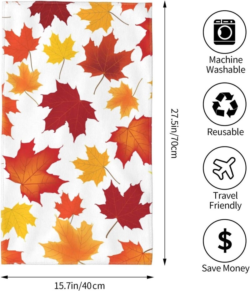 Perinsto Maple Leaves Hand Towel Fall Leaf Decorative Fingertip Towels Multipurpose for Bathroom Kitchen Gym and Spa, 27.5" X 15.7" - Image 4