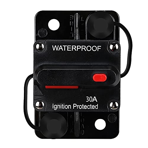 N.C 30 AMP Audio Circuit Breaker,12V-48V DC Fuse Holder,30-300A Breaker Switch,Inline Circuit Breaker with Reset Button,for Automotive Marine Boat Audio System Current Overload Protection - Image 1