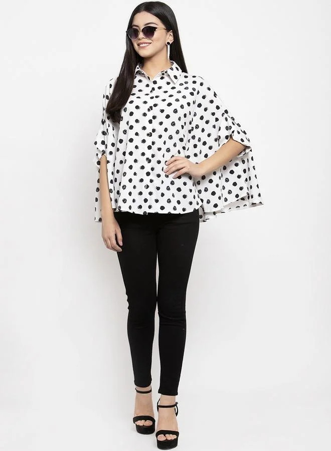 Kassually Kassually Polka Dot Print Cape Sleeve Shirt