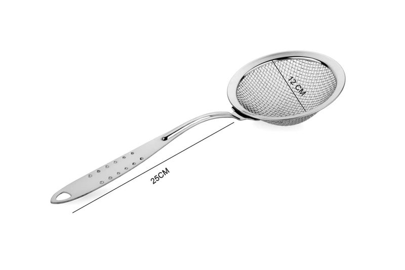 Hirparag Hirparag Stainless Steel Round Oil Filter galani Jara Skimmer Strainer Steel Frying Spoon Puri Strainer Round Oil Filter Grid Spoon with Handle Pack of 1 - Image 2
