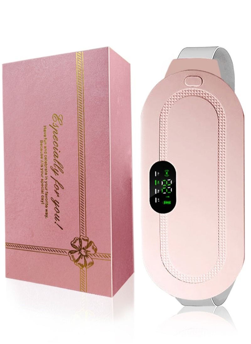 HaLunhi Portable Cordless Heating Pad for Menstrual Cramps Relief, Heating Pad for Stomach,Menstrual Heating Pad with 3 Heat Levels and 4 Vibration Massage Modes Portable Electric Fast Heating Belly Wrap Belt  - Image 1