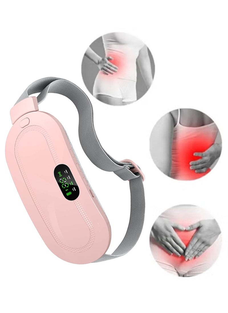 HaLunhi Portable Cordless Heating Pad for Menstrual Cramps Relief, Heating Pad for Stomach,Menstrual Heating Pad with 3 Heat Levels and 4 Vibration Massage Modes Portable Electric Fast Heating Belly Wrap Belt  - Image 2