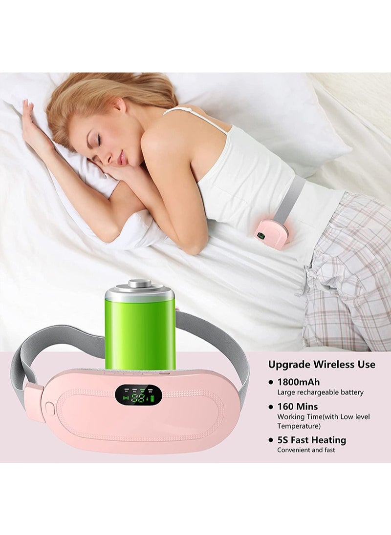 HaLunhi - Portable Cordless Heating Pad for Menstrual Cramps Relief, Heating Pad for Stomach,Menstrual Heating Pad with 3 Heat Levels and 4 Vibration Massage Modes Portable Electric Fast Heating Belly Wrap Belt - Image 1