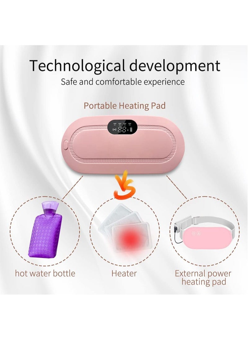 HaLunhi - Portable Cordless Heating Pad for Menstrual Cramps Relief, Heating Pad for Stomach,Menstrual Heating Pad with 3 Heat Levels and 4 Vibration Massage Modes Portable Electric Fast Heating Belly Wrap Belt - Image 1