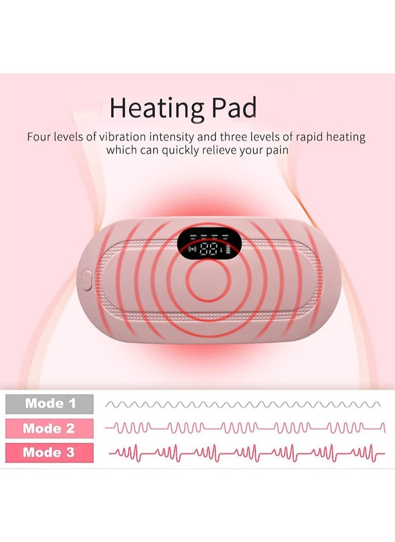 HaLunhi Portable Cordless Heating Pad for Menstrual Cramps Relief, Heating Pad for Stomach,Menstrual Heating Pad with 3 Heat Levels and 4 Vibration Massage Modes Portable Electric Fast Heating Belly Wrap Belt  - Image 3