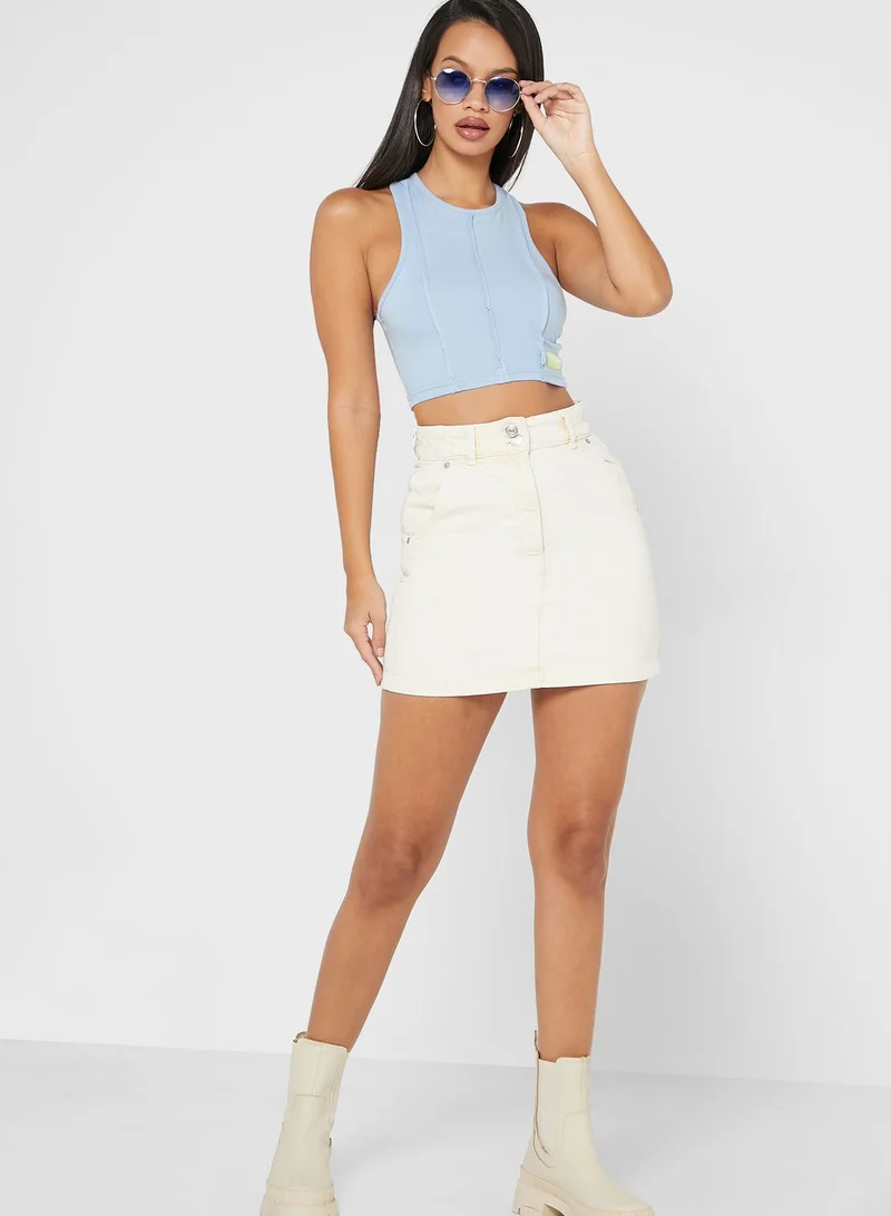 PUBLIC DESIRE Exposed Seam Detail Racer Neck Top