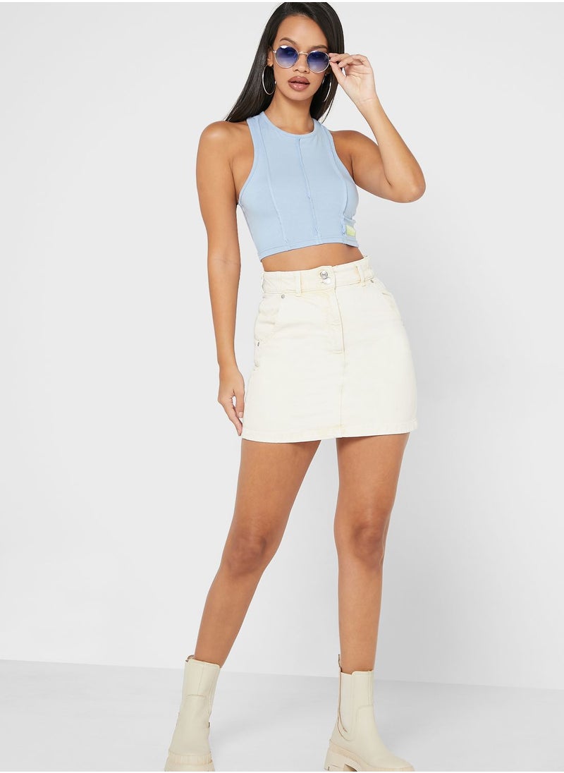 PUBLIC DESIRE - Exposed Seam Detail Racer Neck Top - Image 1
