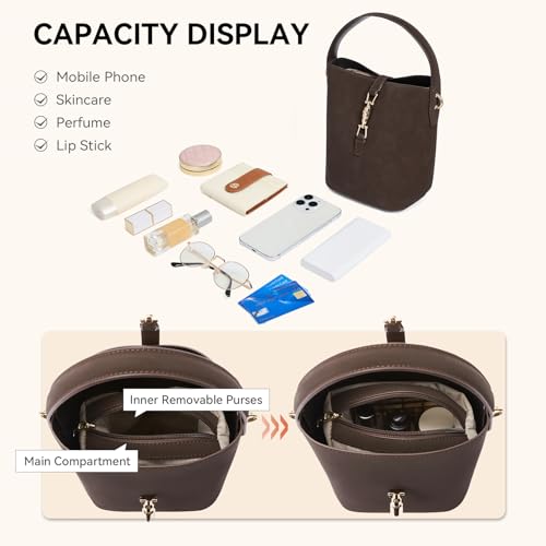 BOSTANTEN Small Bucket Bag for Women Crossbody Bags Trendy Vegan Leather Shoulder Purses Designer Ladies Handbags - Image 4