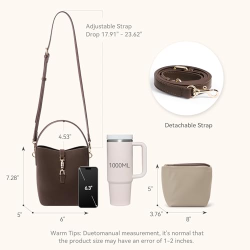 BOSTANTEN Small Bucket Bag for Women Crossbody Bags Trendy Vegan Leather Shoulder Purses Designer Ladies Handbags - Image 3