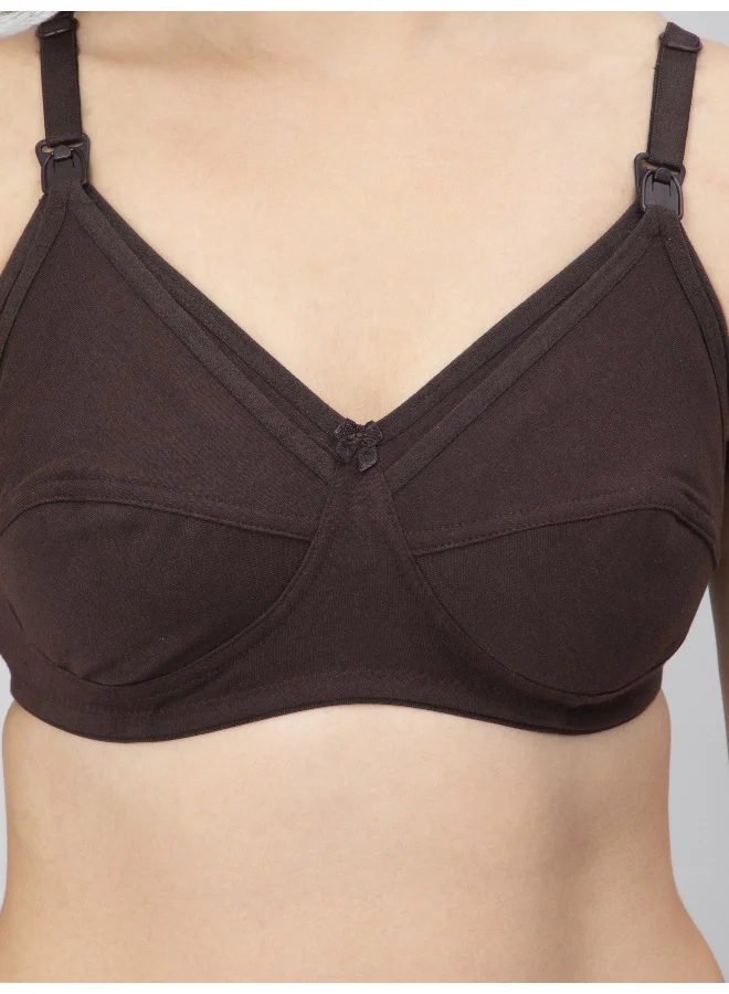 CEE 18 Women's Cotton Hosiery Non-Padded Non-Wired Maternity Bra(Pack of 3,NAVY,COFFEE,RANIPINK)
