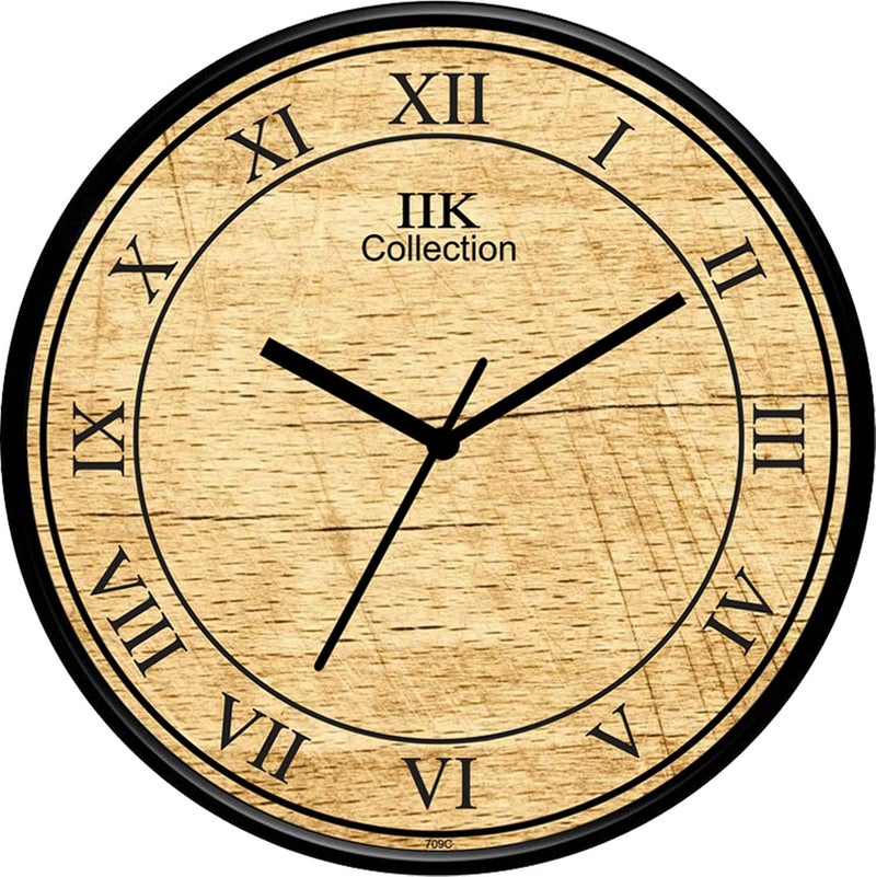 IIK COLLECTION Plastic Designer Analogue Round Wall Clock with Glass for Home/Kitchen/Living Room (28 x 28 x 6 cm, Multicolour) - Image 1