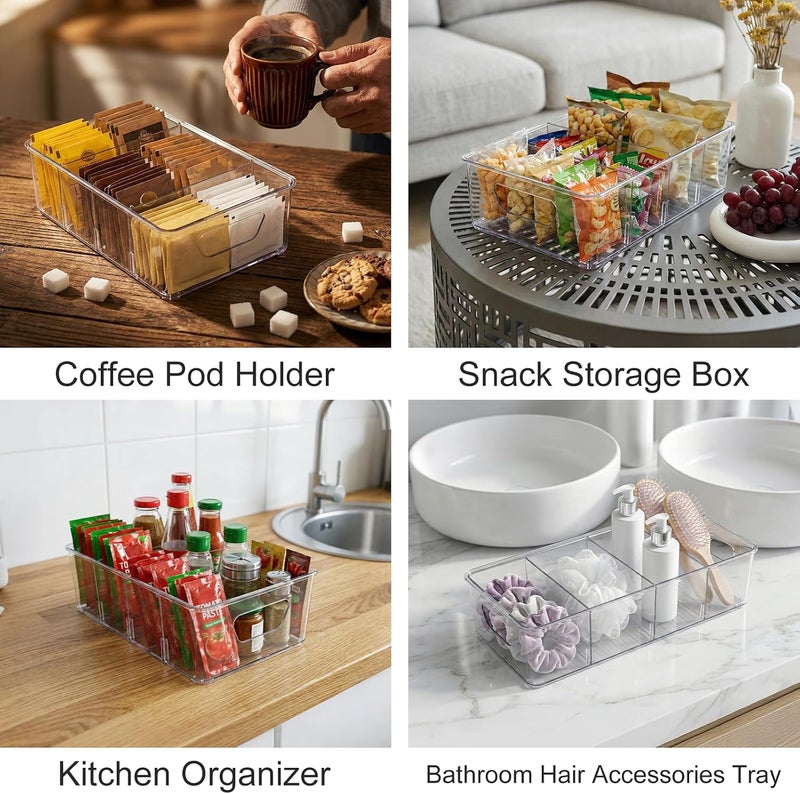 Wiojtry 2 Pcs Seasoning Packet Organizer, seasoning organizer for cabinet, ood Storage Organizer Box with Detachable Dividers Snacks Spice Packets Holder for Kitchen, Pantry, Cabinet, Countertop - Image 4