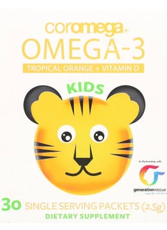 Coromega Kids Omega-3 Tropical Orange + Vitamin D 30 Single Serving Packets 2.5 g 