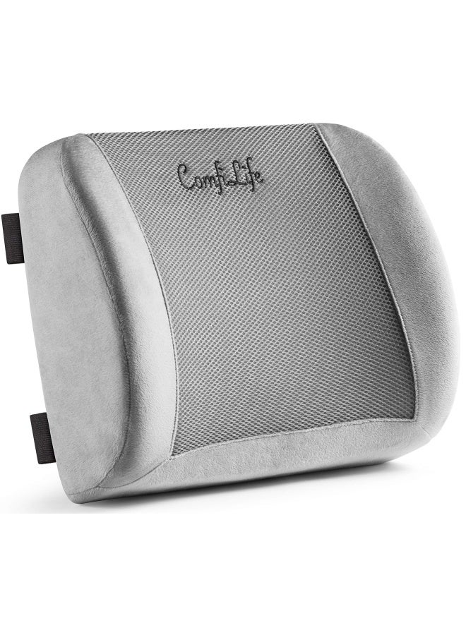 ComfiLife Lumbar Support Back Pillow Office Chair And Car Seat Cushion Memory Foam With Adjustable Strap And Breathable 3D Mesh Grey - Image 1
