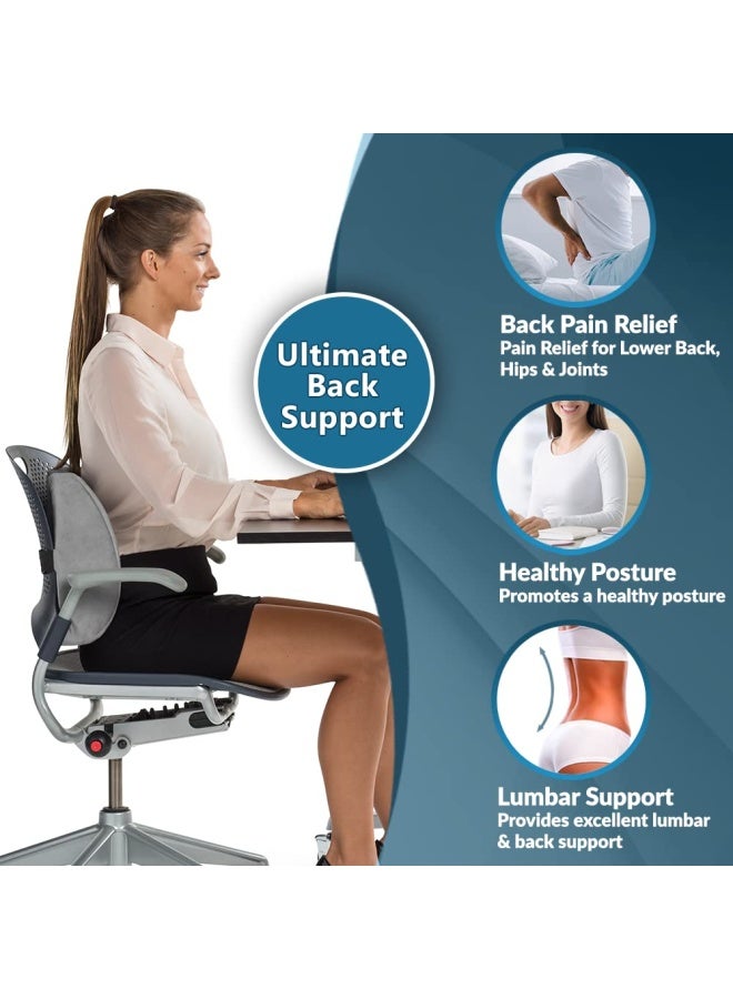 ComfiLife Lumbar Support Back Pillow Office Chair And Car Seat Cushion Memory Foam With Adjustable Strap And Breathable 3D Mesh Grey - Image 5
