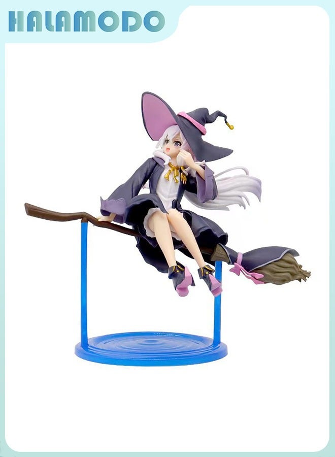 HALAMODO The Journey of Elaina Figurine of Flying Witch Elaina on Broomstick, a Delightful Desk Decoration 19 cm - Image 1