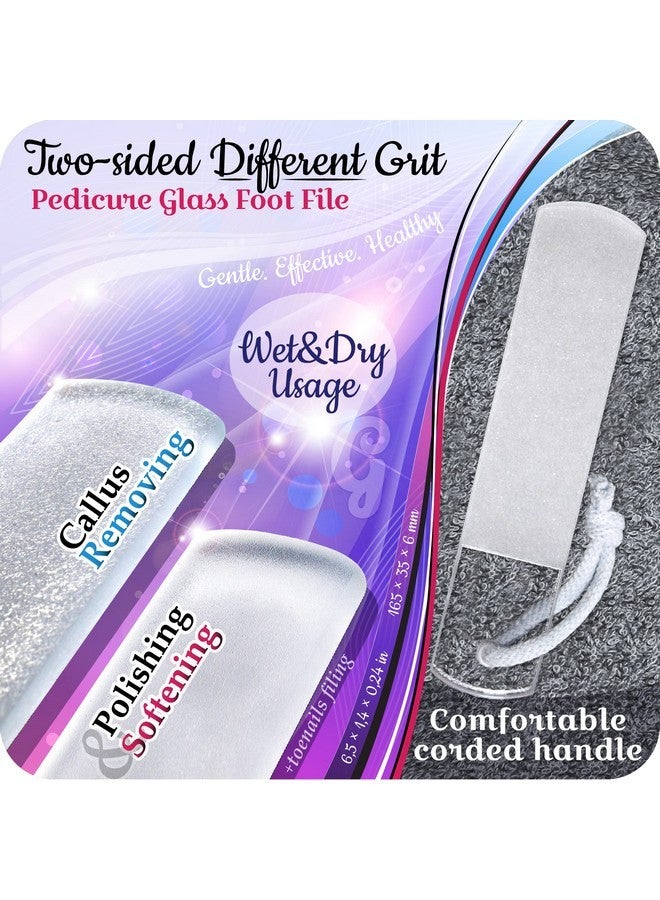 Gladzy E Czech Glass Foot File By Gladzy - Gentle Callus Remover Foot Rasp, Pedicure & Spa Rough Skin Scrubber, Two-Sided Etched Different Grit Surface, Professional Toenail & Heels Care, Made In Eu - Image 2