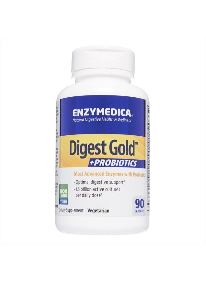 ENZYMEDICA - Digest Gold + Probiotics, 2-in-1 Advanced Formula, Supports Healthy Gut with 9 Different Probiotic Strains, Improves Digestion, 90 Capsules (FFP) - Image 1