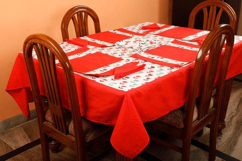 Dekor World Polyester Blend Floral Printed Table Cover with Place Mat & Napkin - Pink, 13 Piece - Image 2