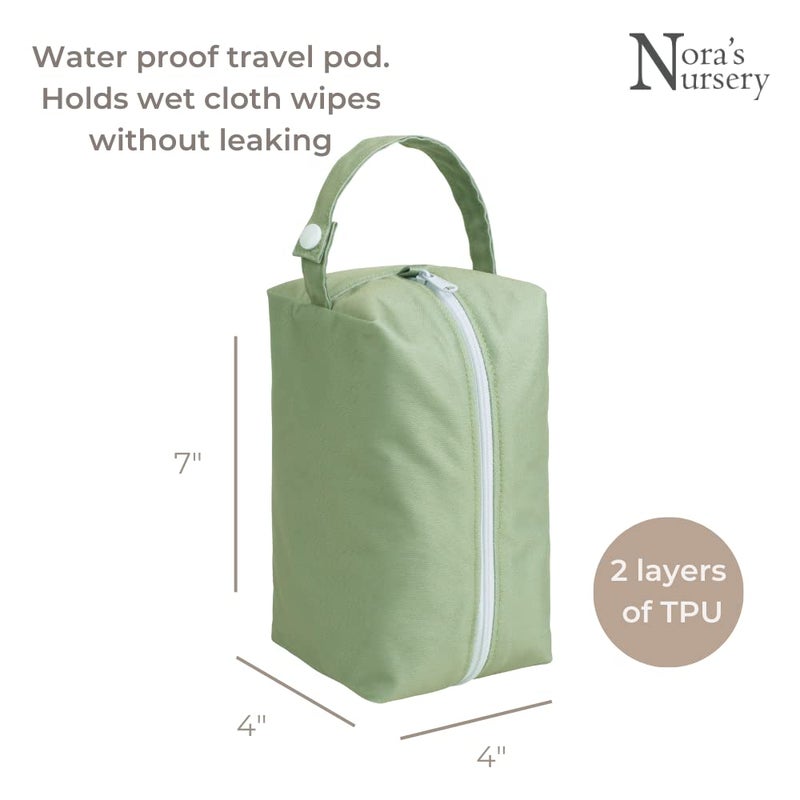 Nora's Nursery Reusable Baby Wipes, 100% Cotton Washcloths, Soft and Absorbent Towels for Newborn Bath and Face, Includes 20 Wipes with 1 Waterproof Pod for On-The-Go Moms, Ideal for Sensitive Skin - Image 2