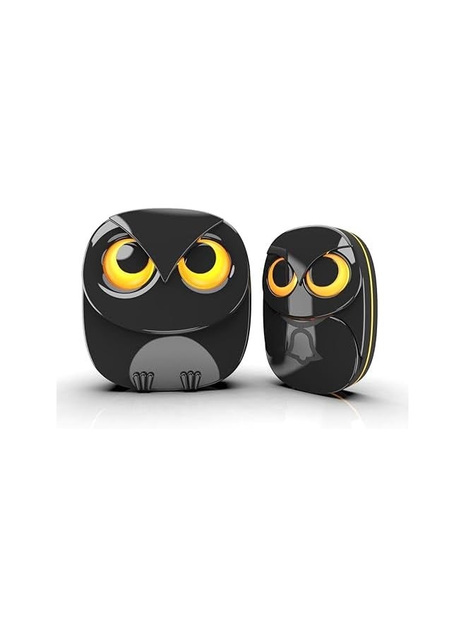 Wireless Doorbell, Cute Owl Doorbell, Household Doorbell, Long Distance Elderly r, Waterproof Doorbell, 1000 Feet Long Wireless Range, 1 Receiver + 1 Transmitter, Black - Image 1