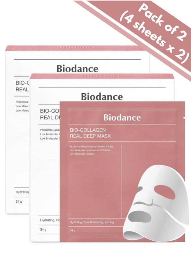 BIODANCE Bio-Collagen Real Deep Mask (34g x 4ea)x2 PACK OF 2, Hydrating Overnight Mask Pore Minimizing  - Image 1