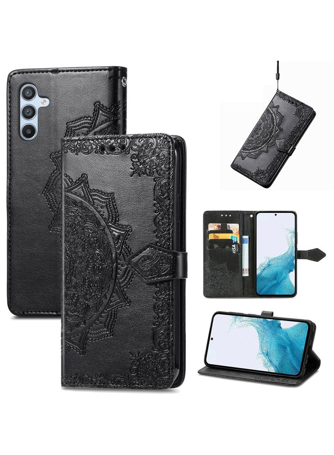 اس-توب جراب لهاتف Samsung Galaxy A56 5G، جراب هاتف جلدي منقوش بزهرة ماندالا - Image 1