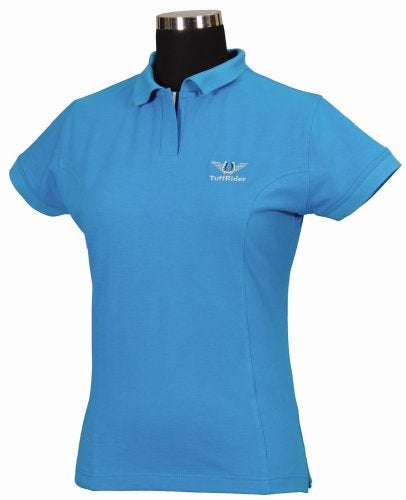 TuffRider Girl's Polo Shirt, Ocean, Medium - Image 3