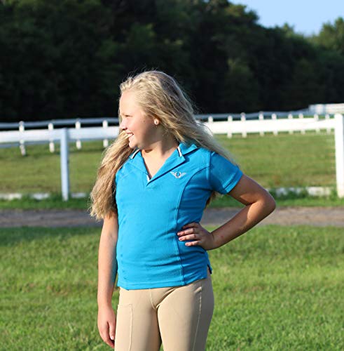 TuffRider Girl's Polo Shirt, Ocean, Medium - Image 4