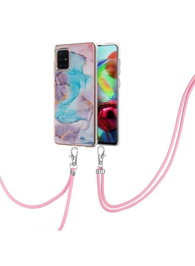 اس-توب جراب لهاتف Samsung Galaxy A71 / A715 بنمط طلاء كهربائي IMD TPU مقاوم للصدمات مع حبل للرقبة - Image 2