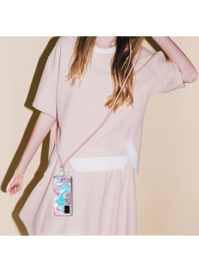 اس-توب جراب لهاتف Samsung Galaxy A71 / A715 بنمط طلاء كهربائي IMD TPU مقاوم للصدمات مع حبل للرقبة - Image 4