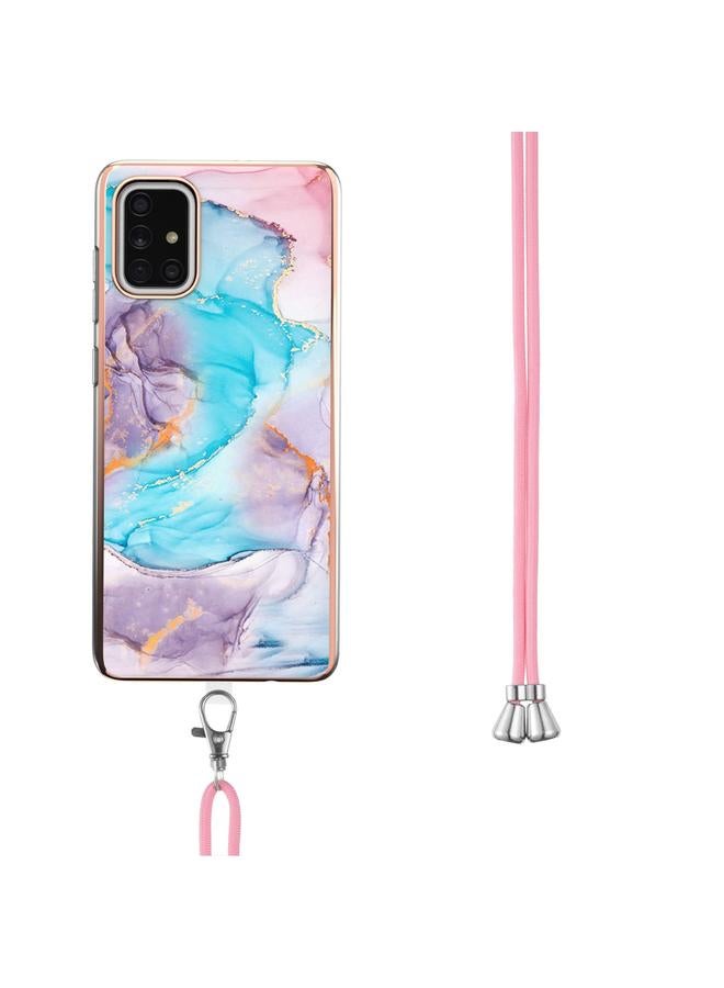 اس-توب جراب لهاتف Samsung Galaxy A71 / A715 بنمط طلاء كهربائي IMD TPU مقاوم للصدمات مع حبل للرقبة - Image 3