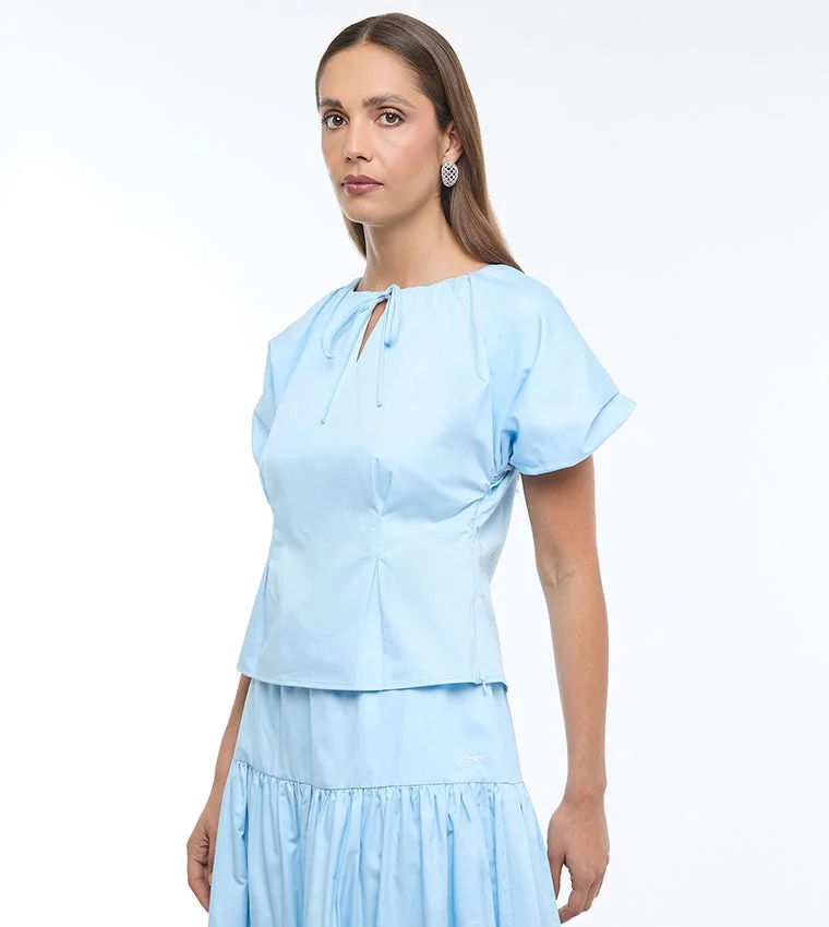 BCBG BCBG BALLON SLEEVE POPLIN BLOUSE