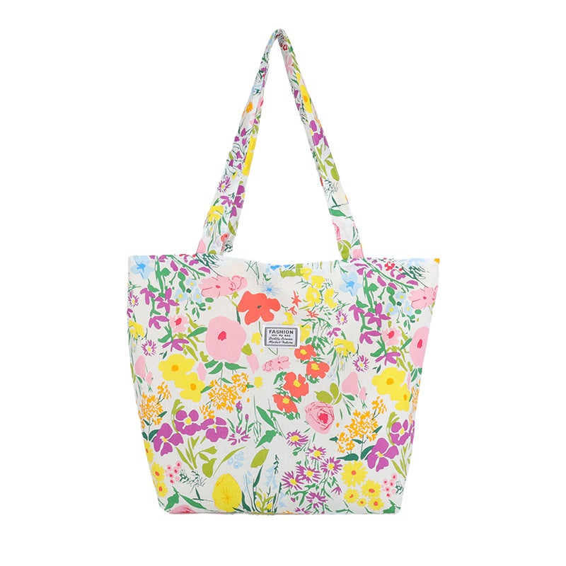 Fashion Floral Women'S Shoulder Tote Bag Lazy Style Cute Fresh Cloth Bag Tote Bag Commuter Large Capacity Pocket - Image 1