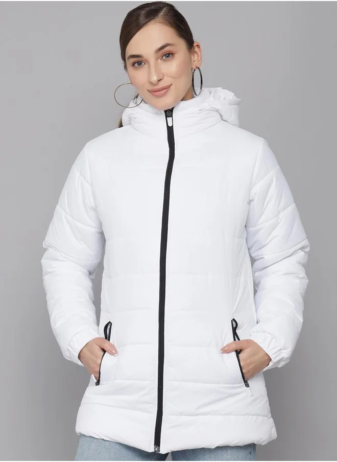 Kotty Long Sleeves Hooded Zip Details Puffer Jacket