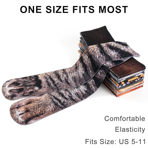 Tiaronics 2Pairs 3D Socks Unisex Adult Big Kids Animal Paw Crew Socks - Sublimated Print (2Pairs Cat) - Image 2
