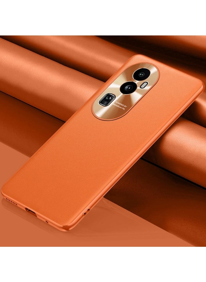 General Slim Case Compatible with Oppo Reno 10 Pro Plus, Plain Leather Cover, Electroplated Metal Camera Protection Anti-Fingerprint Anti-Scratch Shockproof Light and Thin Cover  - Image 1