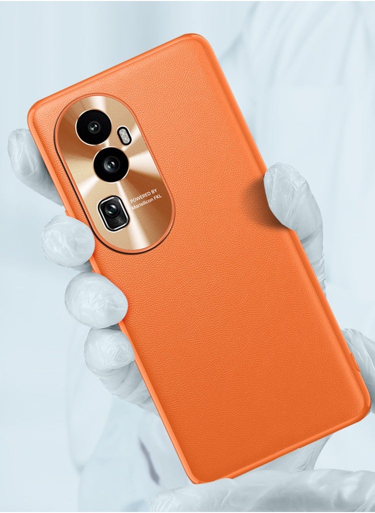General Slim Case Compatible with Oppo Reno 10 Pro Plus, Plain Leather Cover, Electroplated Metal Camera Protection Anti-Fingerprint Anti-Scratch Shockproof Light and Thin Cover  - Image 2