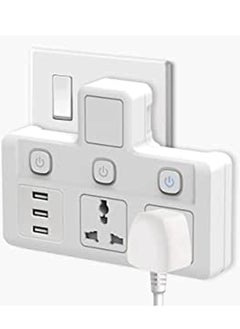 TYCOM Power Adapter Multi Plug Extension with 3 USB Extender Wall Charger Socket 2 Way Multiple Electrical Outlet Adaptor Charging Station for Home Office（2 Way 3 USB）  - Image 1