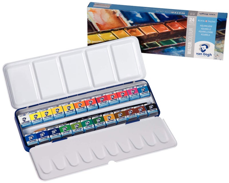 Van Gogh Watercolor Paint Set, Metal Tin, 24-Half Pan - Image 2