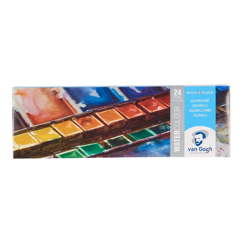 Van Gogh Watercolor Paint Set, Metal Tin, 24-Half Pan - Image 4