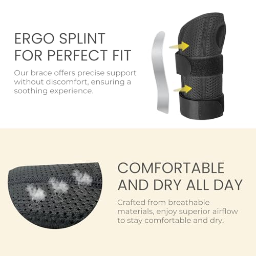 Bracoo Wrist Brace for Carpal Tunnel Day & Night, Adjustable Wrist Support Wrap with Splint, For Women Men, Fit Right Left Hand, Arthritis, Tendonitis, Sprain, Carpal Tunnel Syndrome, WB31 - Image 3